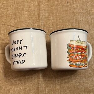 Pottery Barn Friends “Joey doesn’t share food” set of 2 mugs